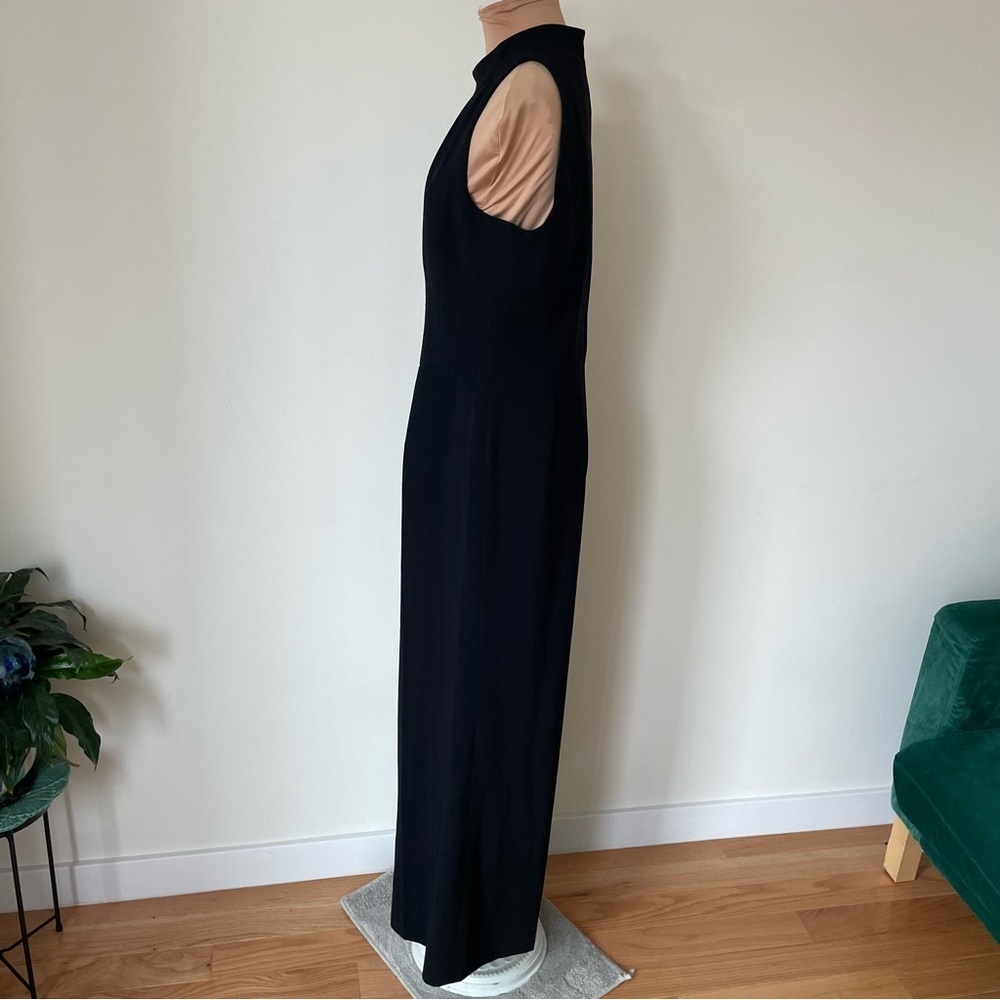 Lucian Matis Pleated High Neck Wide Leg Black Sleeveless Jumpsuit FW1975 EUC 10 - Picture 5 of 10
